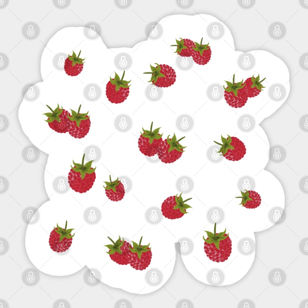 Sweet Raspberry Delight - Cute Raspberry Fruit Design for Food Lovers Sticker by HelenSokolovaDesign